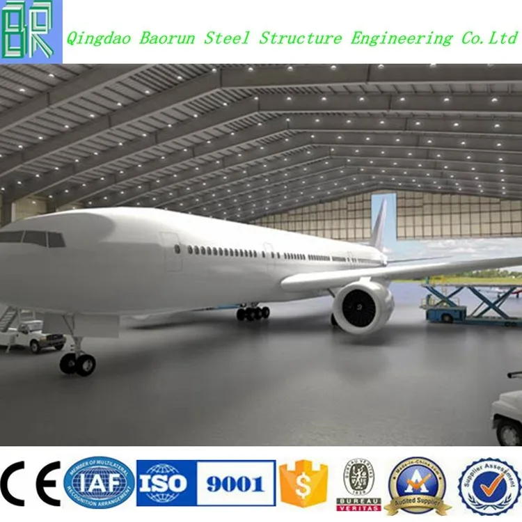 Cheap light frame prefabricated modular aircraft hangar