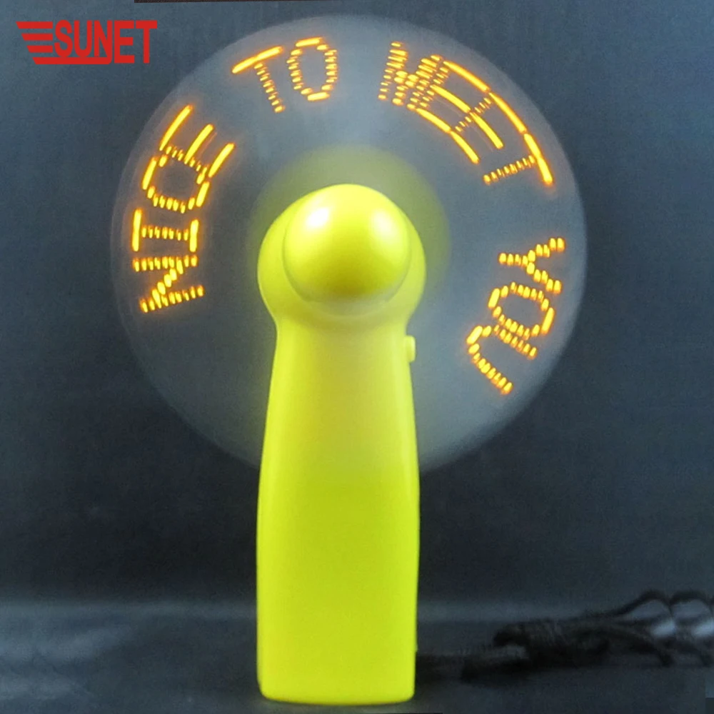 SUNJET AAA Battery Usb Cable Programmable Text Led Flashing theme Fan