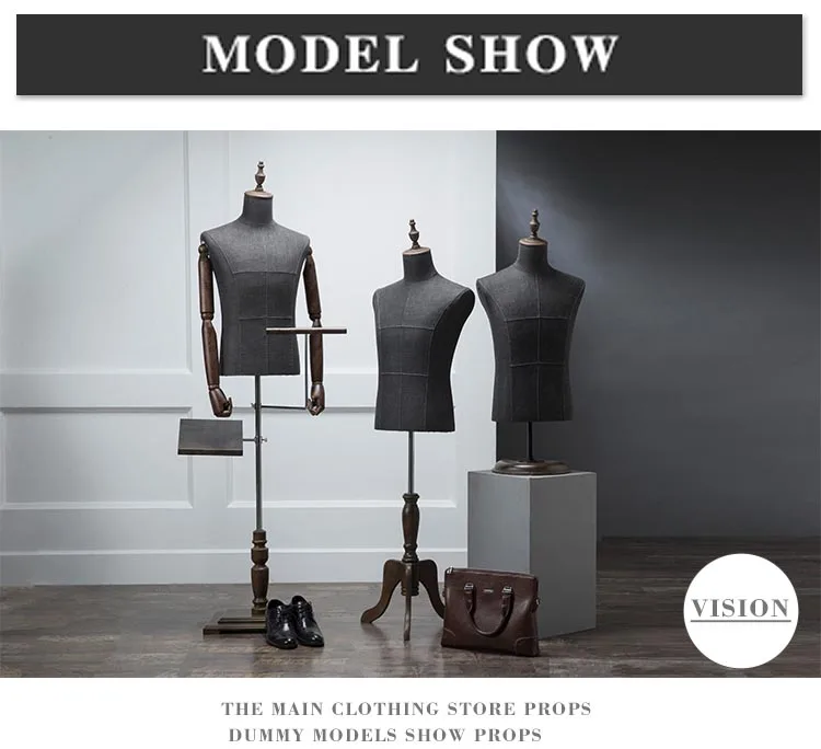 Xinji Half Body Male Mannequin Props Cotton Hemp Cloth Mannequin Men