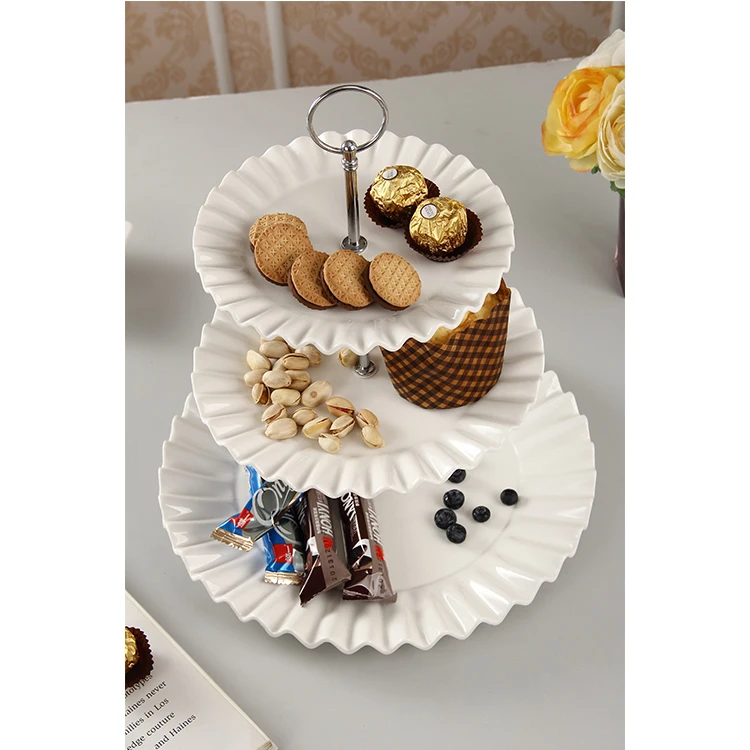 Wedding Decoration Dessert Plates / Flat White Porcelain Cake Plate
