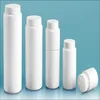 white HDPE powder style bottles with white polyethylene twist top sifter caps