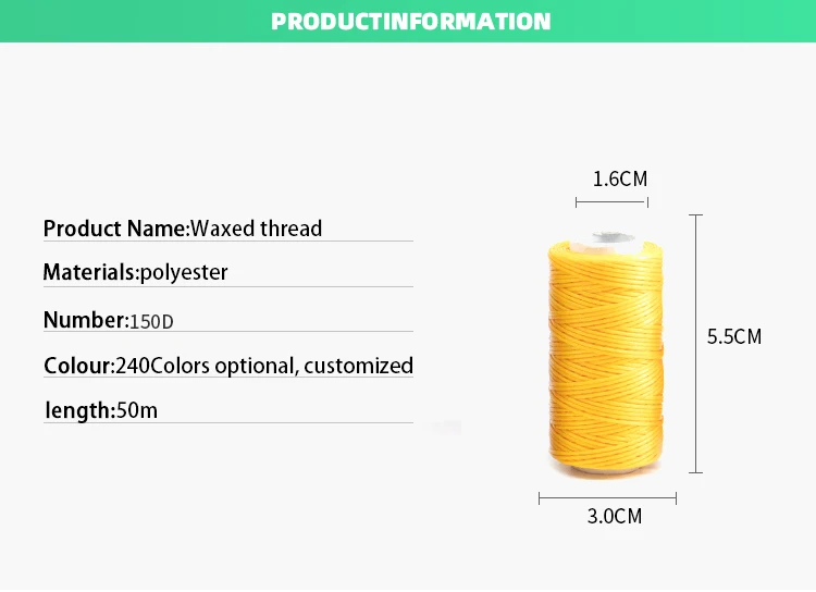 Waterproof Black 100 Polyester Flat Waxed Braided Thread For