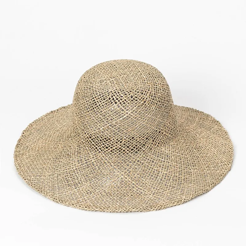 2018 Summer Hand Woven Seagrass Hat Straw Boater Hat Designer Pattern