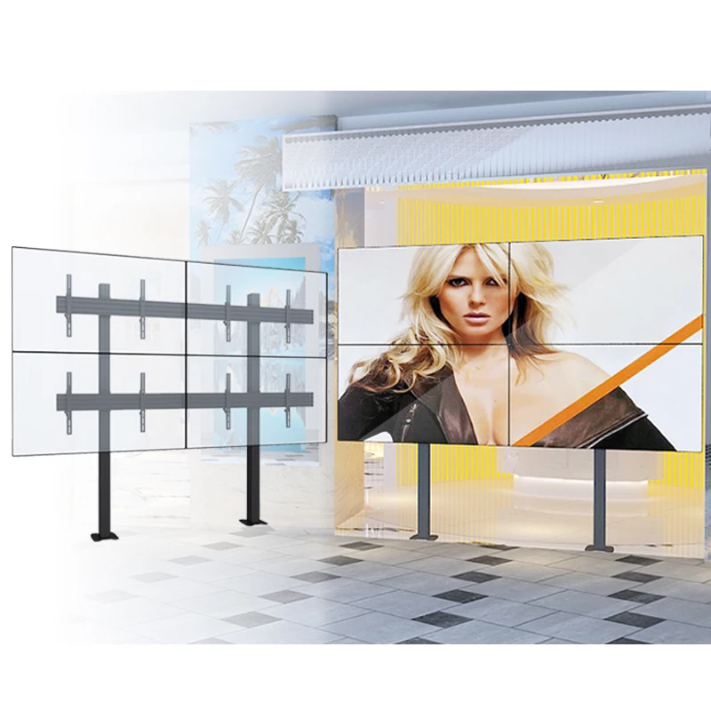 Quad Monitors Stable Wall Mounted TV Holder With Cable Management