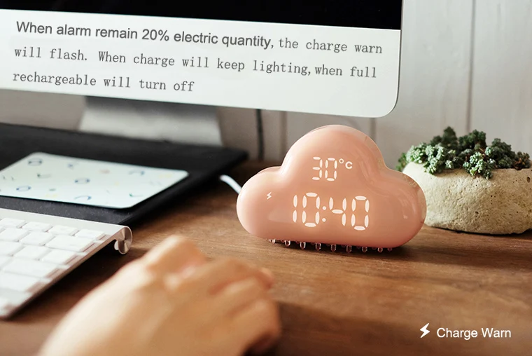 Digital clock cloud shape night light