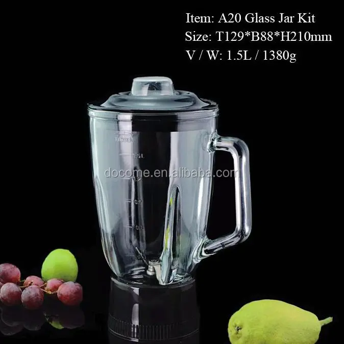 A20 Bulat 1.5l Soda Lime Gelas Blender Jar Set Juicer Tabung Unit