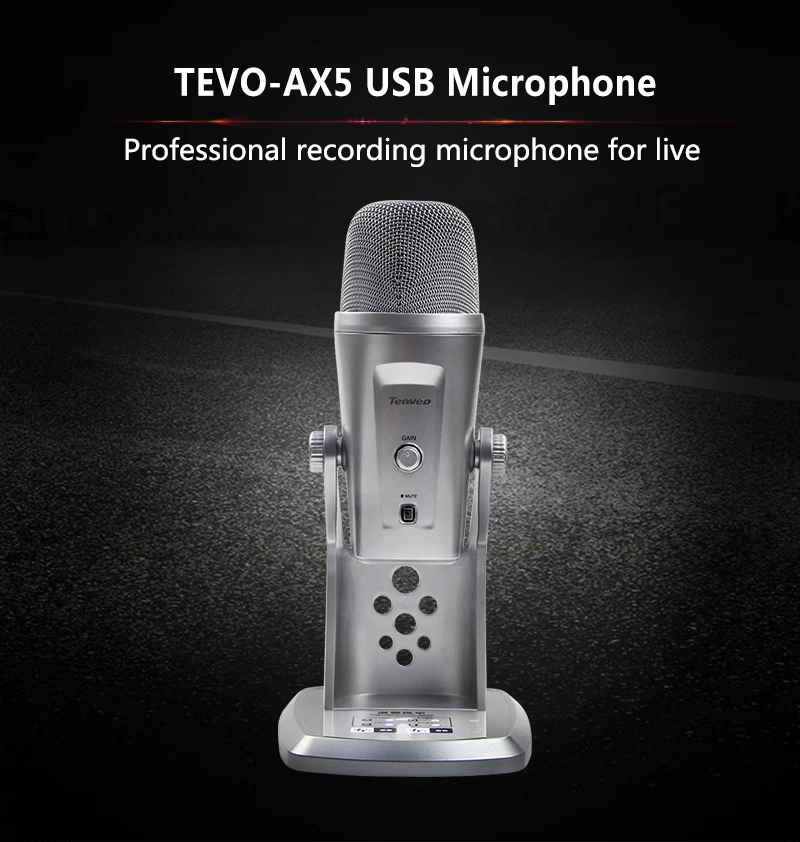 Tenveo AX5 plug-and-play USB 3.5 mm array conference microphone for live video streaming - ANKUX.COM