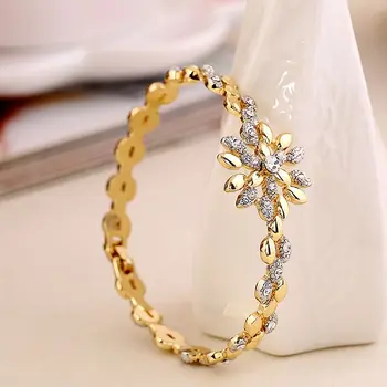 2018 New Design Gold And Silver Plated Lady S Fashion Bangle