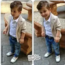 roupas infantis menino 2015 toddler kids clothes Children boy jacket+t shirt+Denim jean pants 3pcs clothing sets outfits DY029A