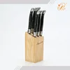 Stainless steel serrated edge 6 pcs laguiole steak knife set with wood block