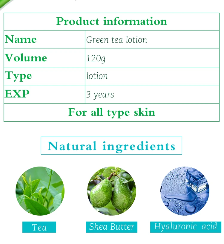 Natural skin care deep hydrating smoothing green tea face lotion for dry skin