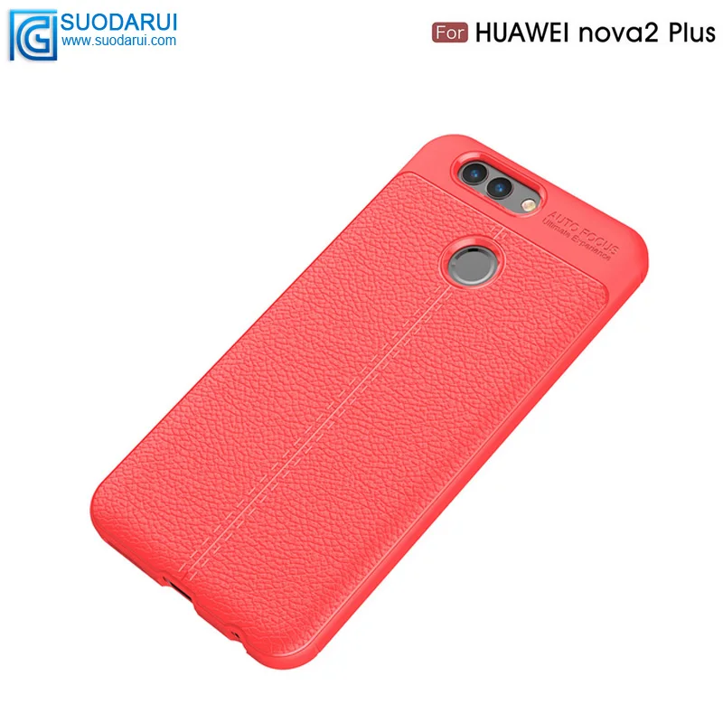 Shockproof Case Soft tpu case For huawei Nova2 plus Cover Litchi pattern