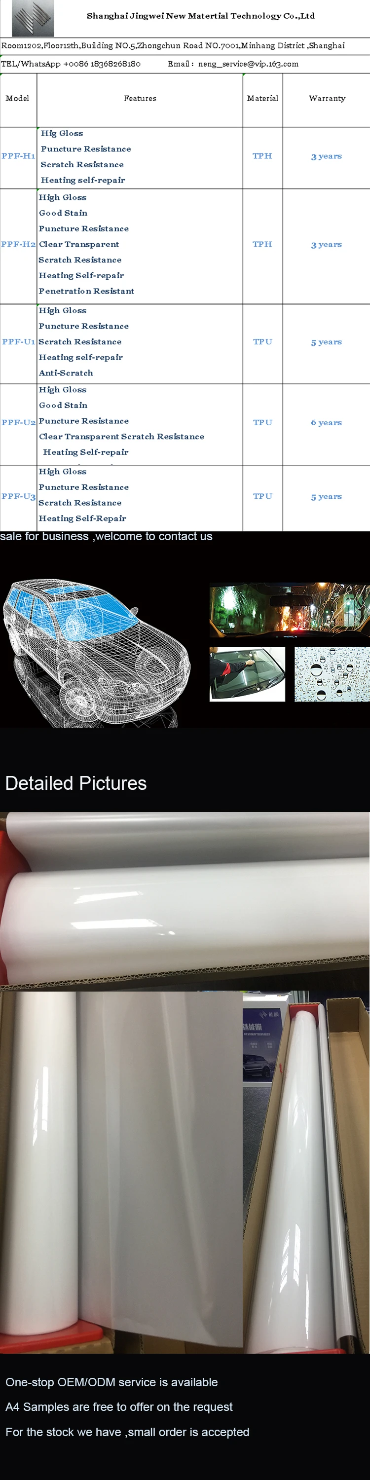 Factory Oem Service 1.52*15m High Glossy Clear Car Paint Protection