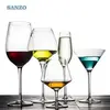 SANZO Black Colored Wine Glass Set Handmade Lead Free Crystal Slanted Mouth Glasses Tall Shaped Vase