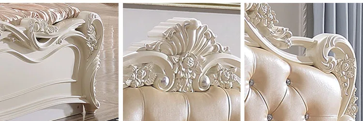 Factory price European style italian MDF panel leather bed room furniture queen king bedroom set modern design with storage