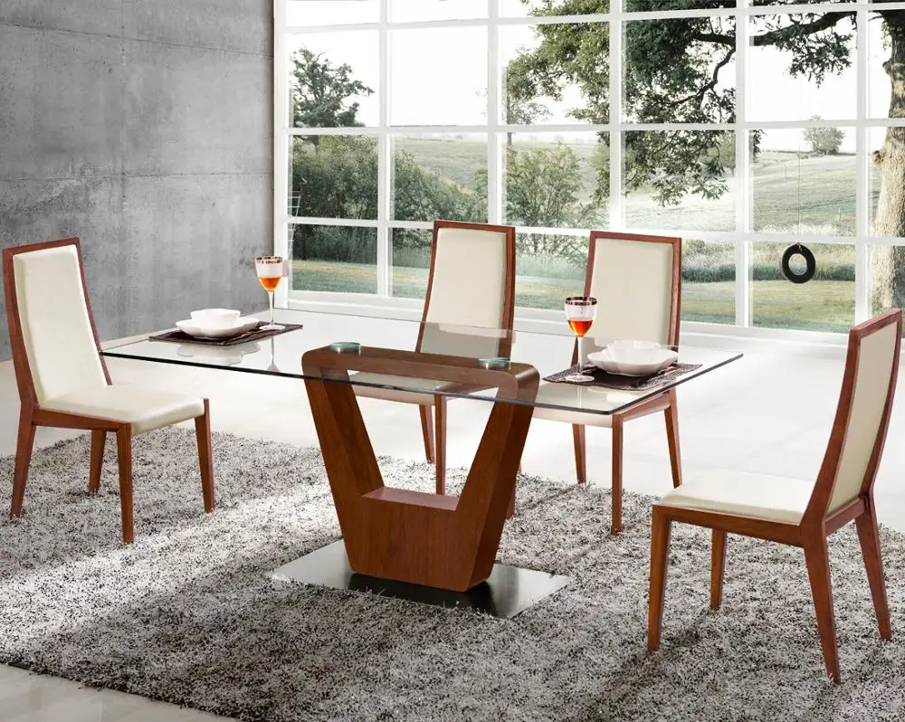 China Furniture Modern Square Glass Dining Table Wooden Base Table Buy Esstisch Esstisch Und Stuhl Glasplatte Holzsockel Esstisch Product On Alibaba Com