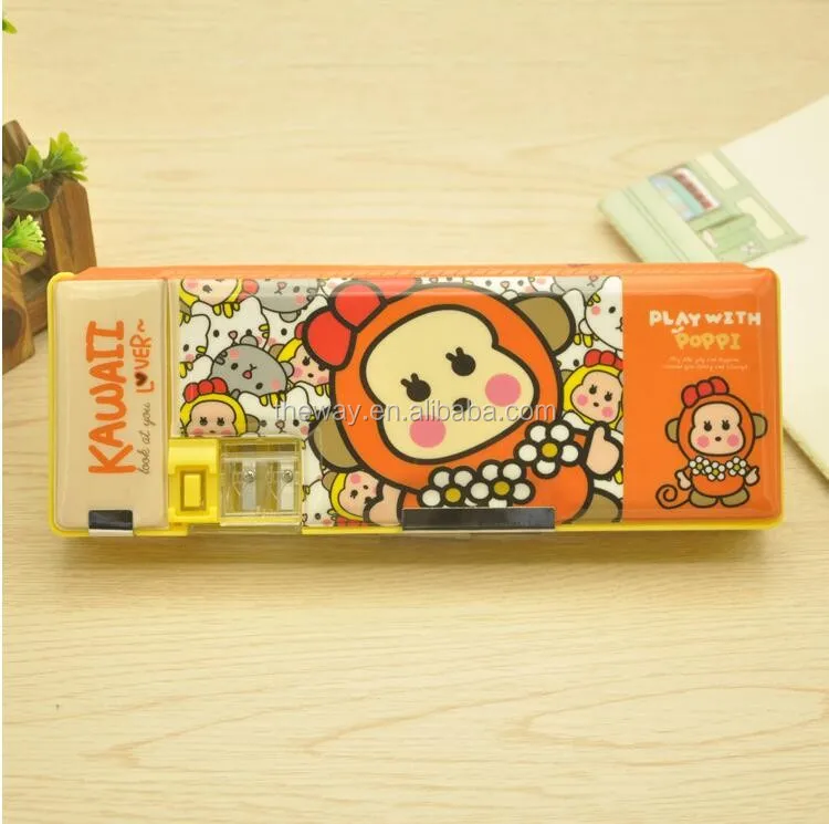 School Kids Multifunction Plastic Pencil Box Case With Pencil Sharpener