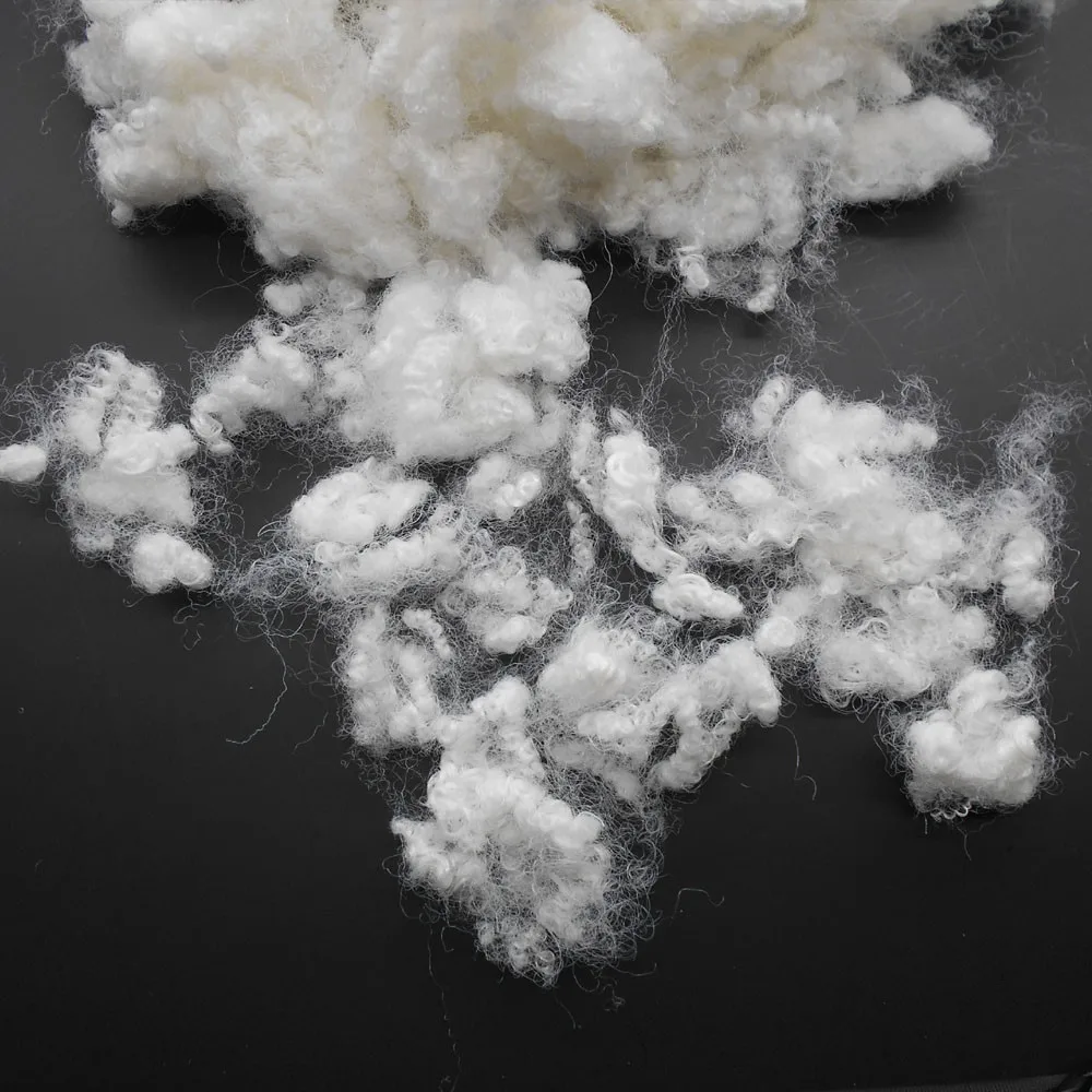 Sofa Filling Material 15d/64mm Semi Virgin Hc Flame Retardant Polyfill