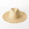 Q086 Women large brimstraw handmade straw foldable straw Grass grinding burrs hat Travel Sun Cap