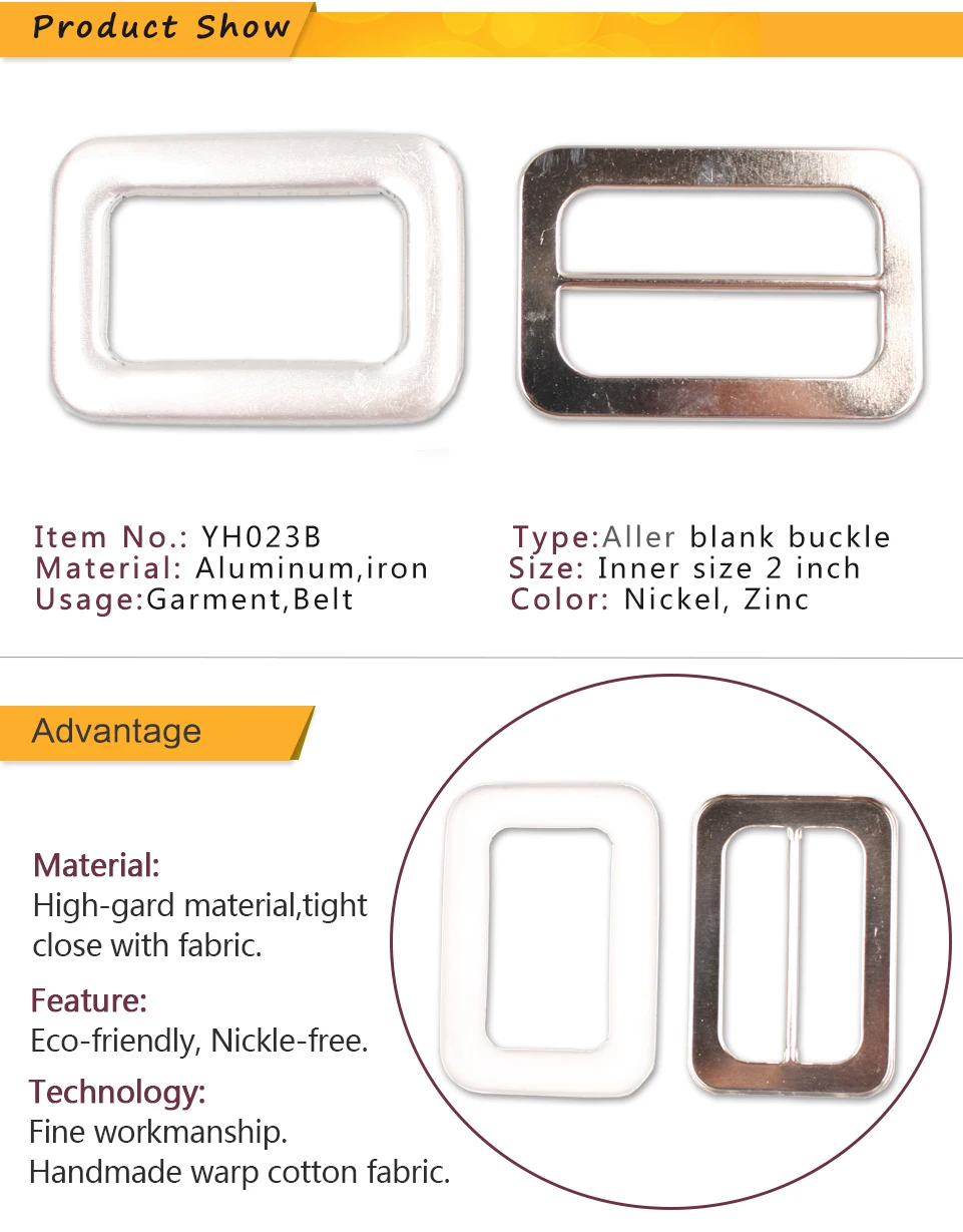 Wholesale factory price 2 inch aluminum belt buckle blank garment square buckle Colorado 2F