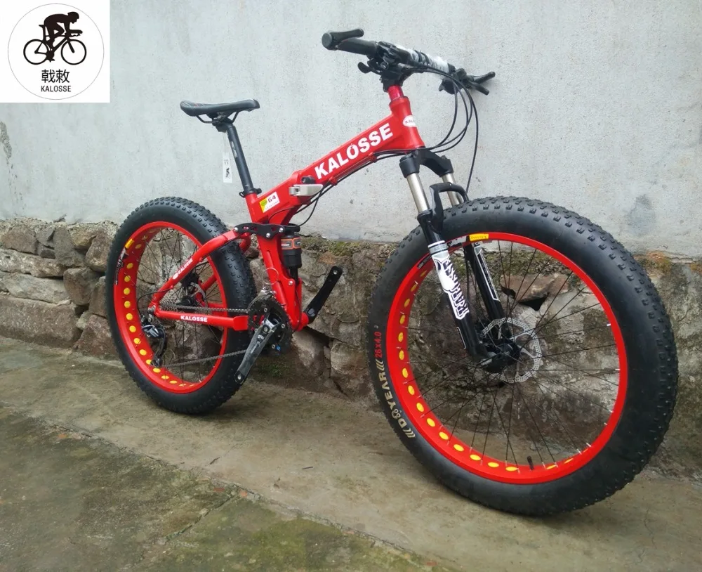 Discount Kalosse  Aluminum alloy frame   Full suspension bike   beach mountain bike  21/24/27/30 speed   26*4.0  tires 1