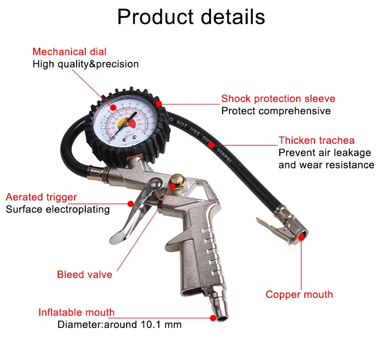 Heavy Duty Rapid Tyre Deflators Tire Air Pressure Gauge/ Dial Valve Tool Kit with a Case for Auto Car Tyre Pressure Gauge Motorcycle and Bicycle 60 PSI 