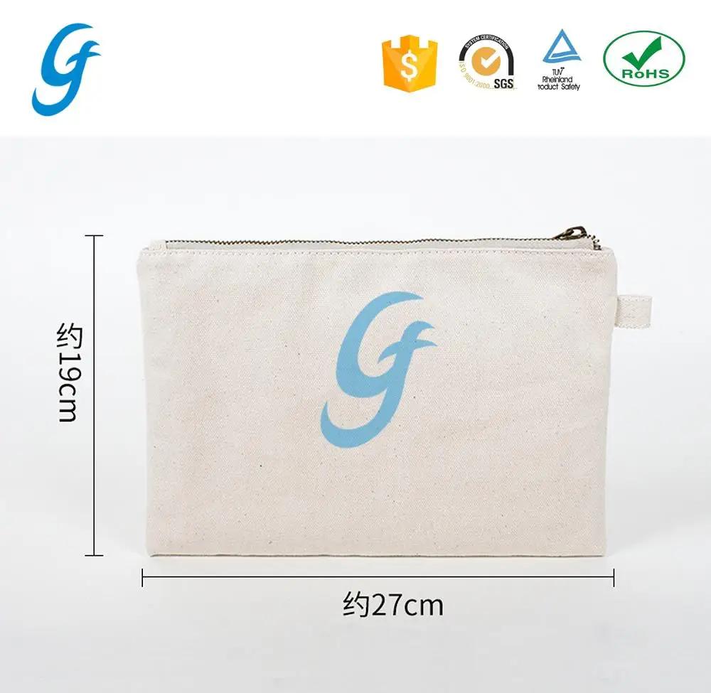 Custom Printed Wholesale Cotton Canvas Pouch With Zipper Bag Pencil