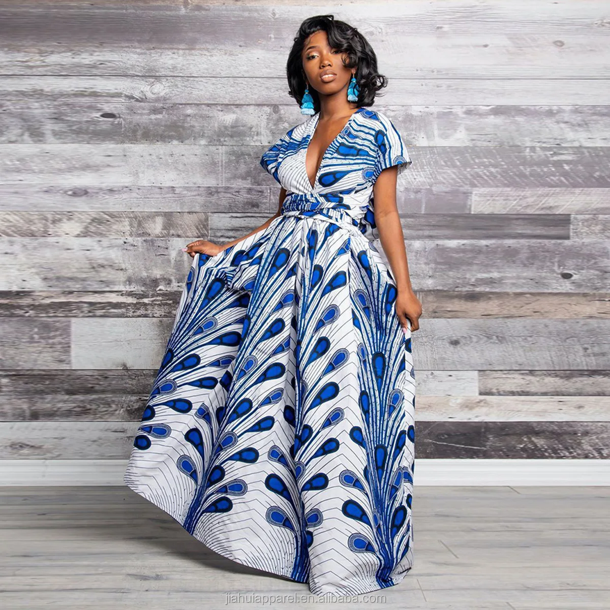 Latest African Kitenge Fashion 2019 Maxi Printed Peacock Women Dresses ...