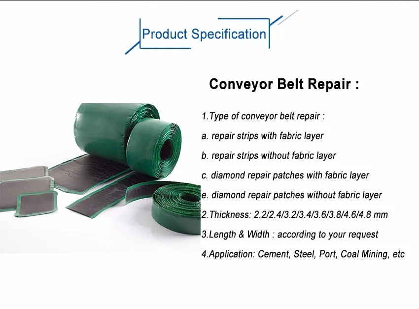 Iso Certificate Conveyor 220 Mm Width Blue Color Rubber Belt Repair