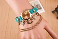 9Colors Women Fancy Birthday Gift Item Alloy 5 Strand Heart Chain Bracelet Female Rivet Vintage Pu