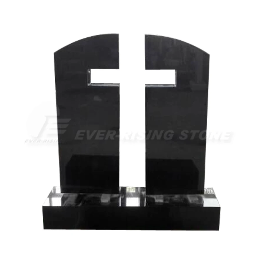 black granite cross headstone