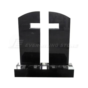 black granite cross headstone