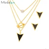 Modalen China Wholesale Woman High Quality Boho Layered Necklace Set Gold Stainless Steel Jewelry