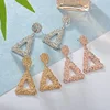 Kaimei Fashion Jewelry Small ZA Gold Silver Rose Gold Color Triangle Dangle Earrings For Women Geometric Metal Statement Earings