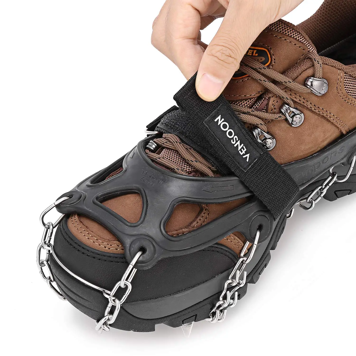 BE/_ Anti Slip 18-Teeth POINT Ice Snow Shoes Spike Grip Boots Chain Crampons Grip