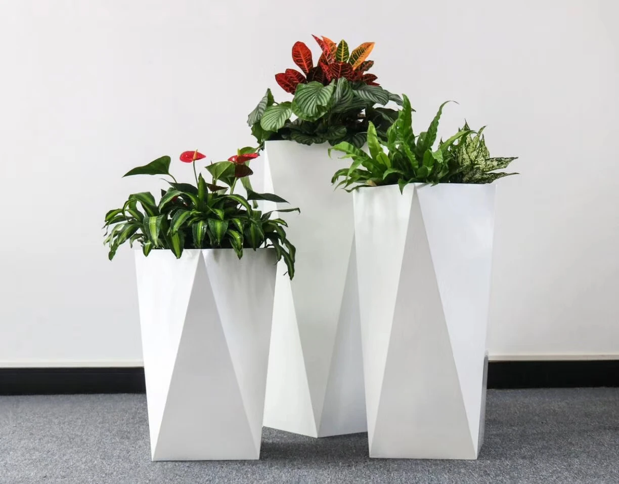 黑色长方形不锈钢办公室组合金属花盆花盆