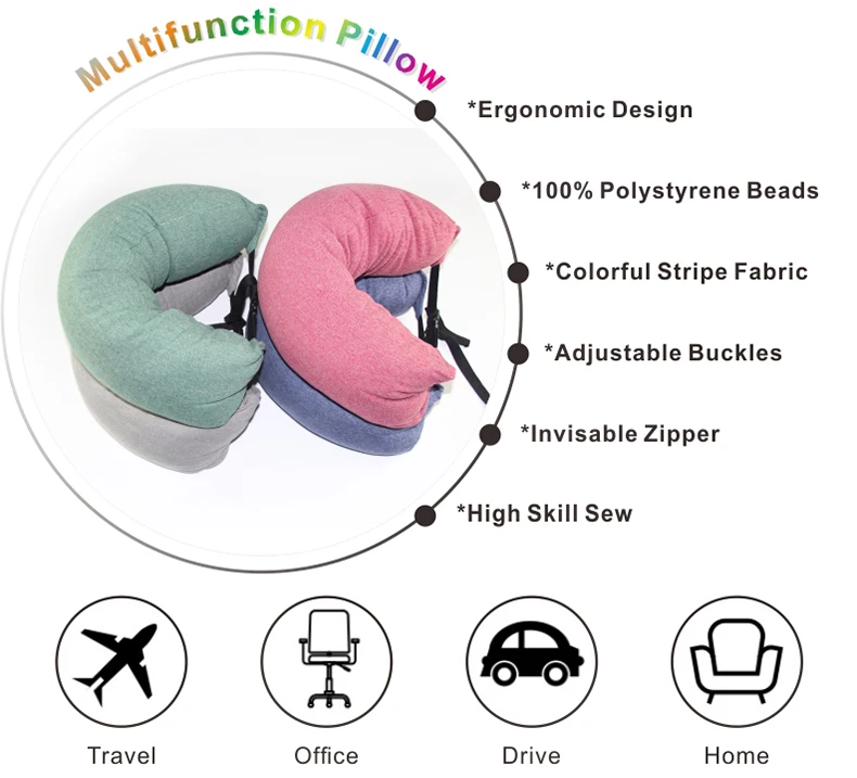 Colorful Travel Neck Pillow With Microbeads Filling For Airplane Buy