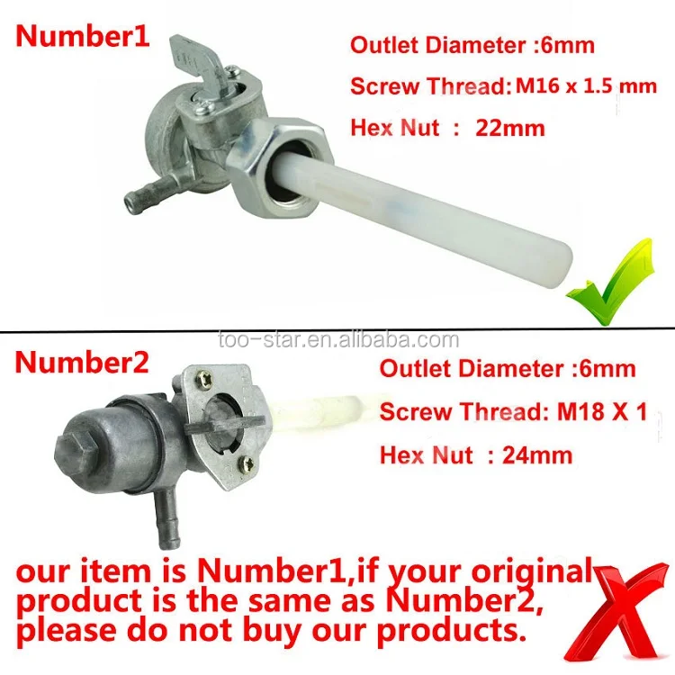 Fuel Valve Petcock For Honda Motorcycle Fuel Valve Petcock • 16 x 1.5mm •
