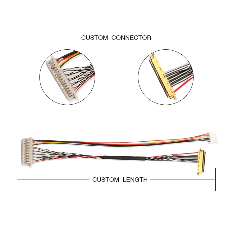 Car Wire Harness Connectors 24pin 30-pin Auo Double 30 Sony 20 Pin Lvds Cable For Lcd Panel