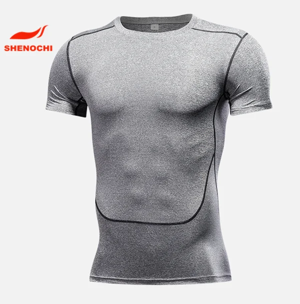 High quality lycra gym shirt men wholesale compression shirts