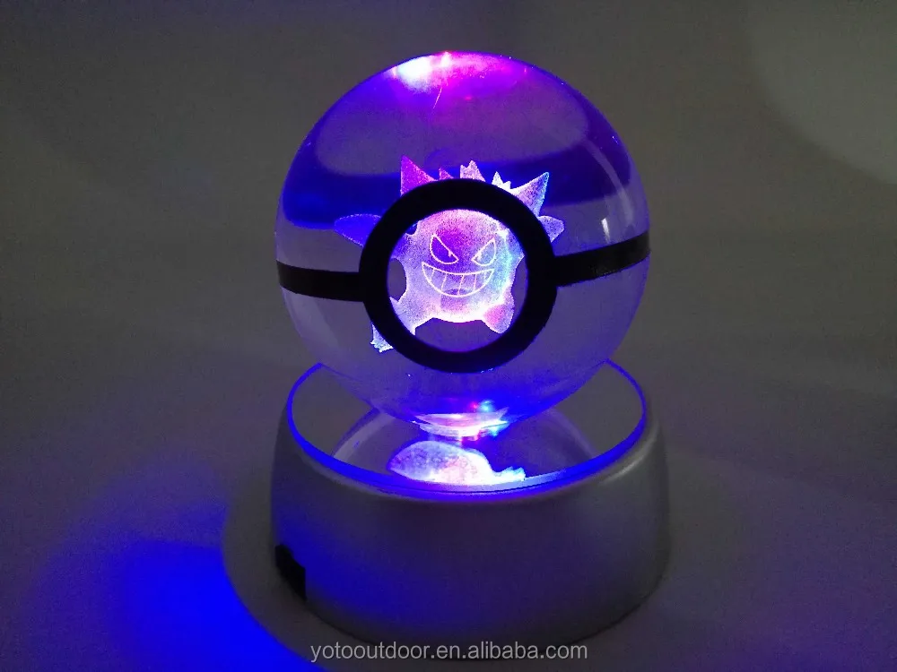 Pokemon Ball LED Light 3D Glowing Pikachu Pokeball Crystal Ball Toy Gift for Kid 