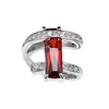 Wish Amazon Hot Sale Rectangle One Stone Diamond Rings Designs Single Big Red Stone Ring China Supplier