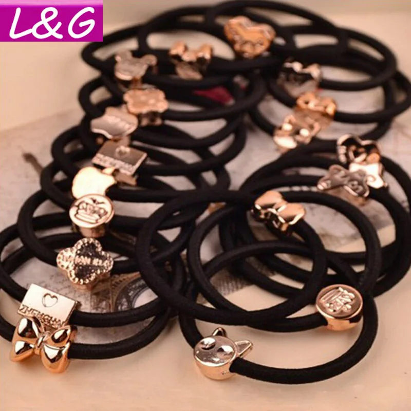 10 Pcs New Korean Fashion Women Hair Accessories Cute Black Elastic Hair Bands Girl Hairband Hair