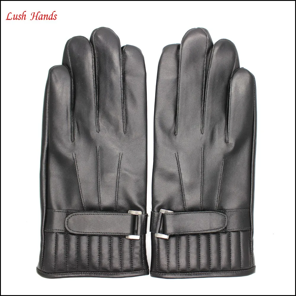 European classic British men's leather gloves with index finger touch screen