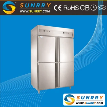 Four Doors Commercial Supermarket Stainless Steel Refrigerated