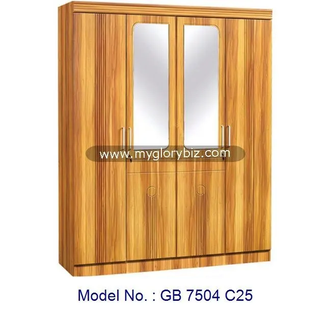 Bedroom Home Furniture 4 Doors Wardrobe With Mirror Designs Simple