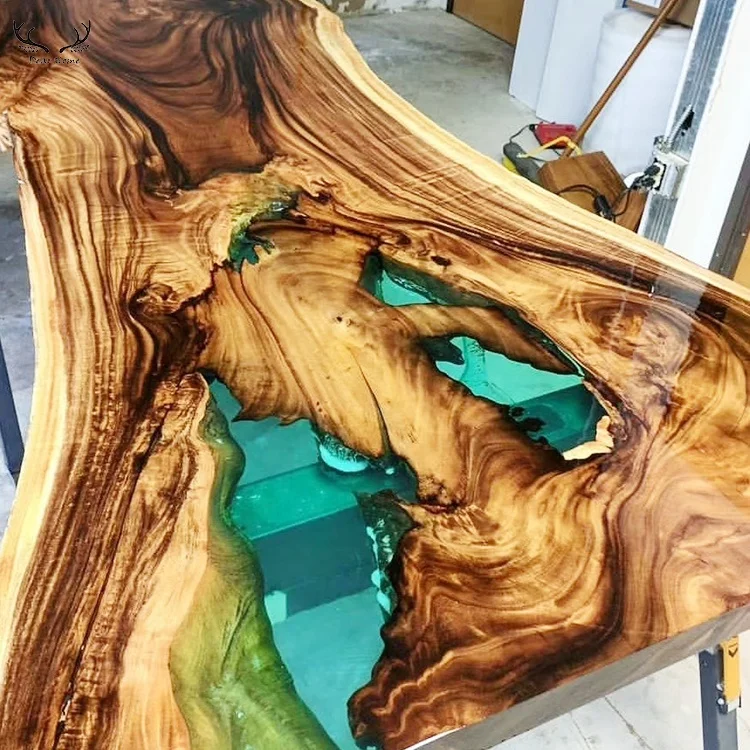 High Quality Unique Design Walnut Solid Wood Slab Epoxy Resin River ...