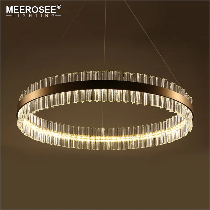 MEEROSEE LED Pendant Light Crystal Hanging Lamp for Dinning room Creative Circle Lamparas Lustres Home Lighting MD85509