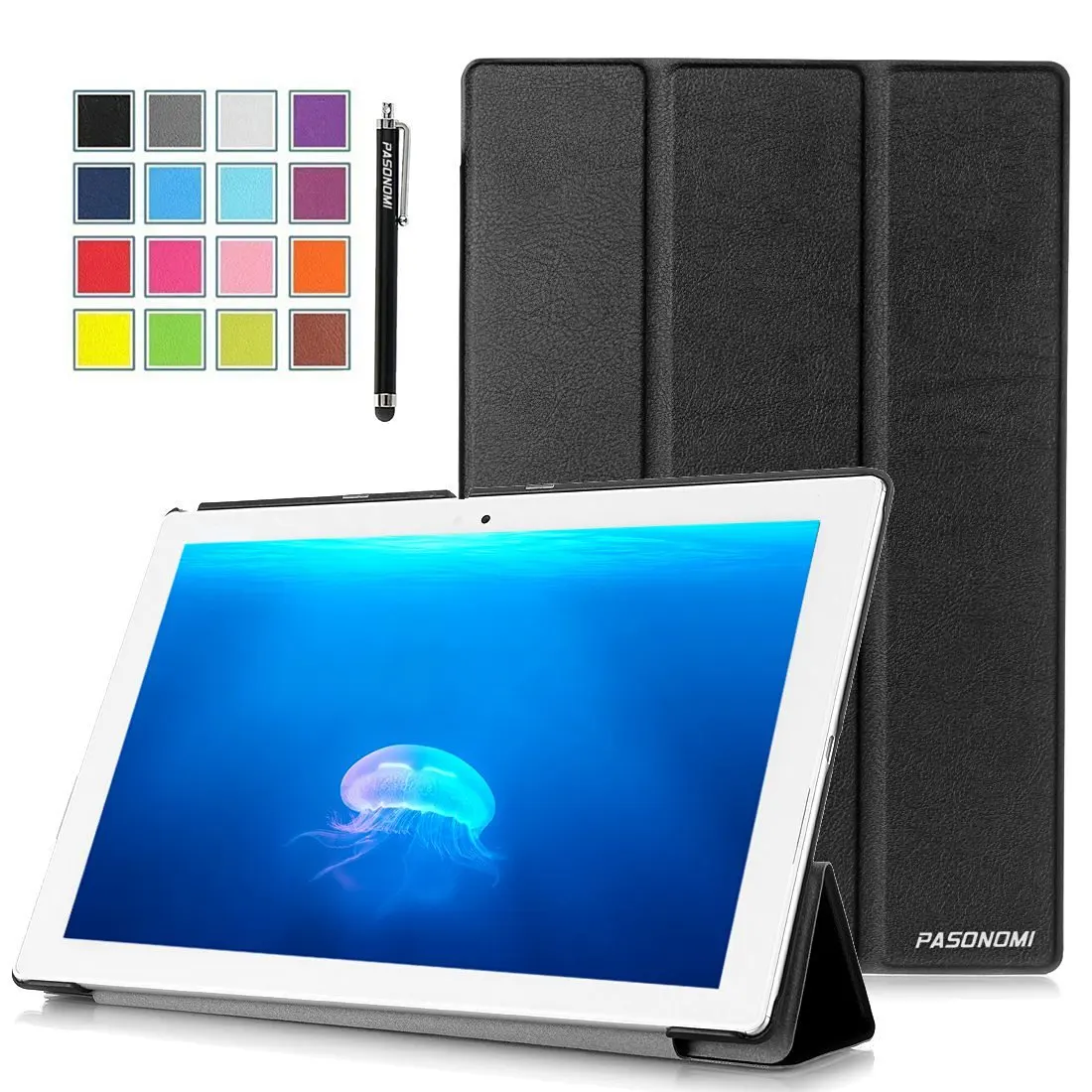 Sony Xperia Z4 Tablet Case, Pasonomi® Ultra-Slim and Ultra-light PU Leather Folio Case Stand Cover With Smart Cover Auto Wake / Sleep Feature for Sony Xperia Z4 Tablet-PC 10.1 inch (Slim Series Black)