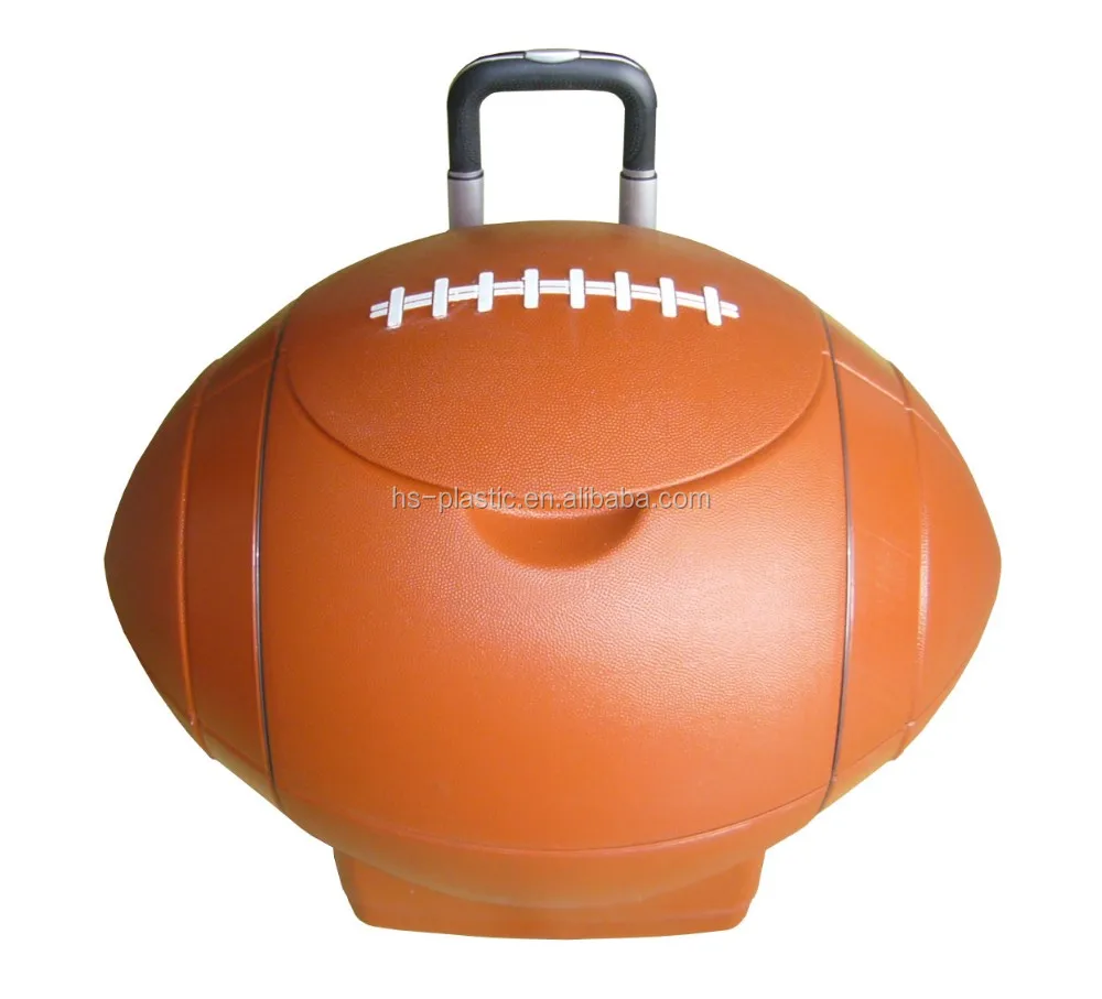 50l Plastic Football Shaped Cooler Box With Wheels For Promotion Ice